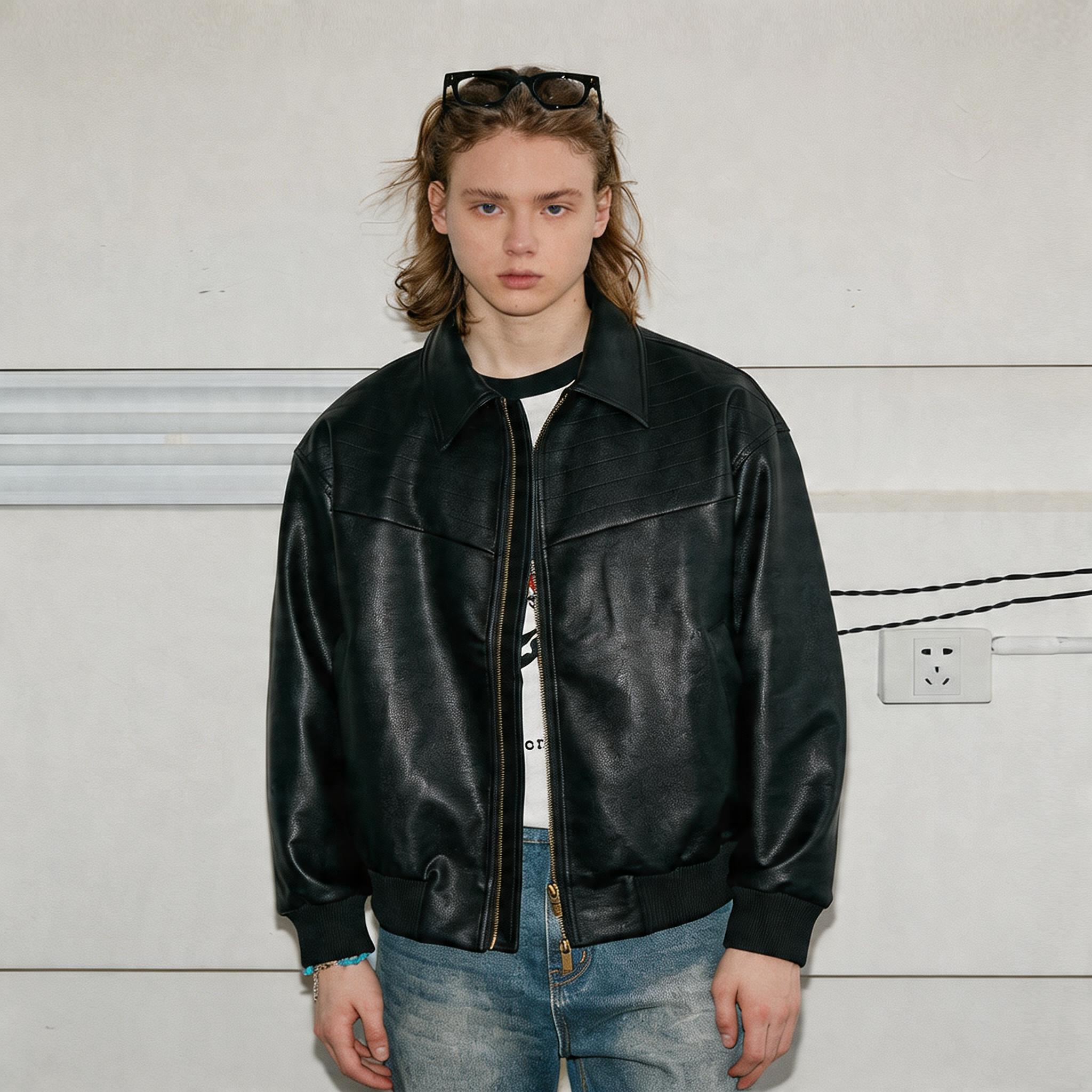 Vintage Matte Drop Shoulder PU Jacket