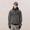 Men's Washed Frayed Collared Denim Jacket