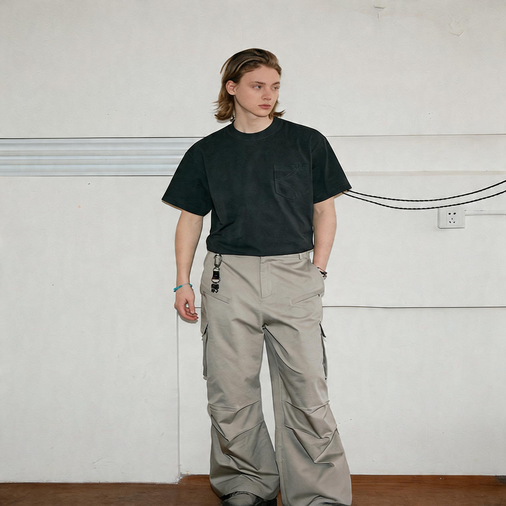 Men's Loose Zip Pocket Parachute Pants