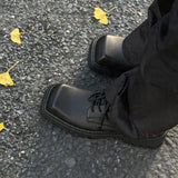 Men's Square Toe Leather Derby Shoes