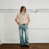 Men's Distressed Two-Way Zip Flared Jeans