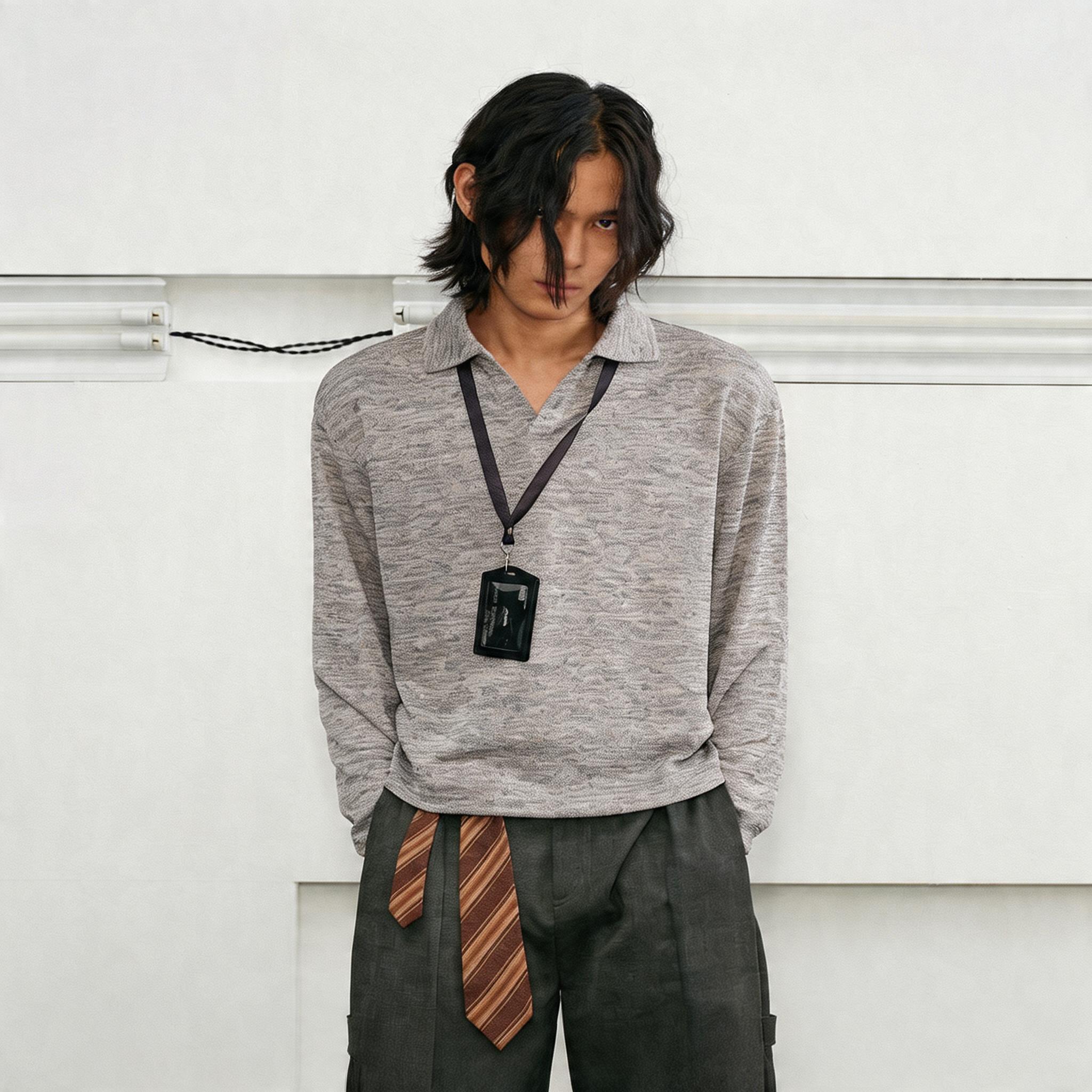 Men's Long Sleeve V-Neck Knit Top