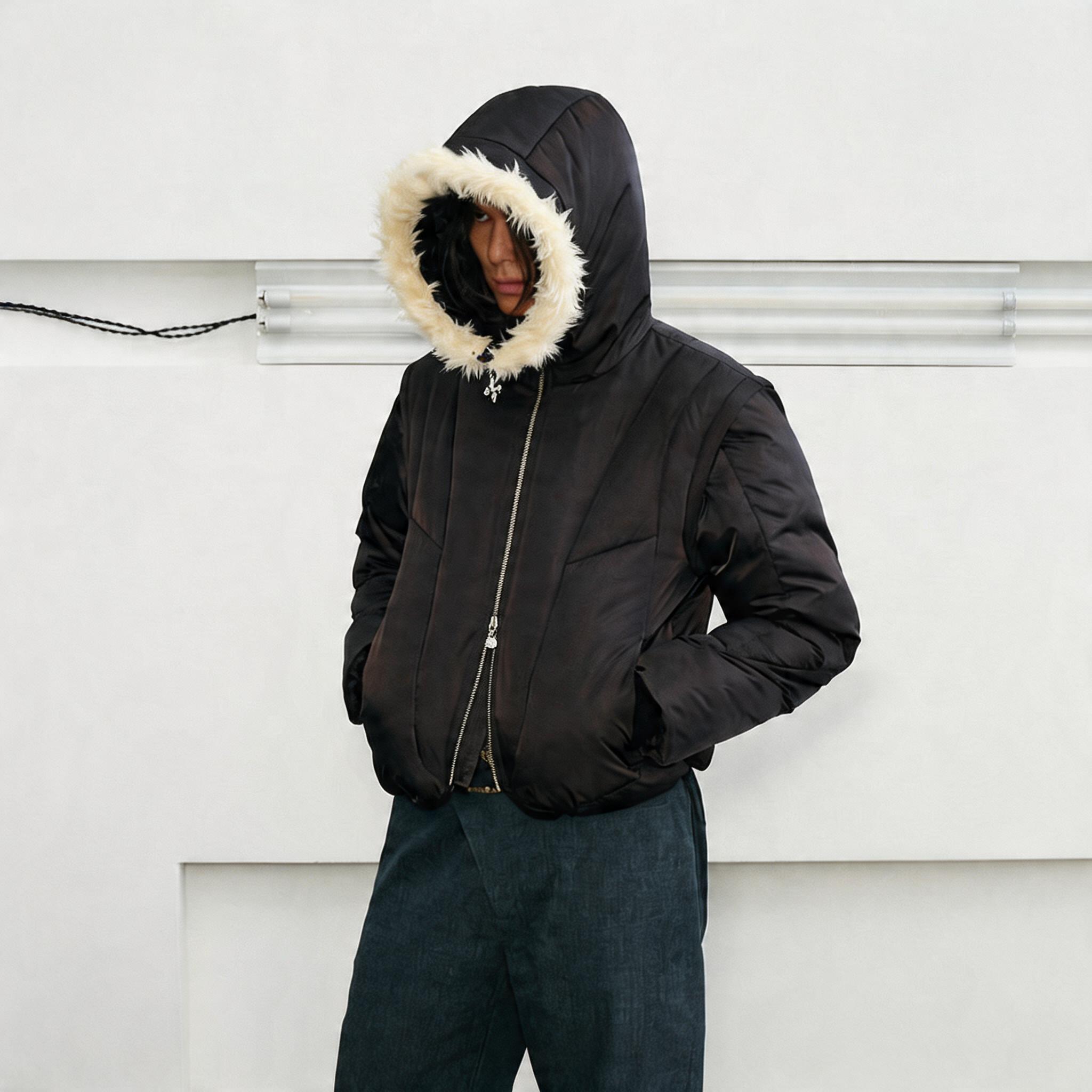 Men's 2-in-1 Winter Fur-Trimmed Puffer Vest