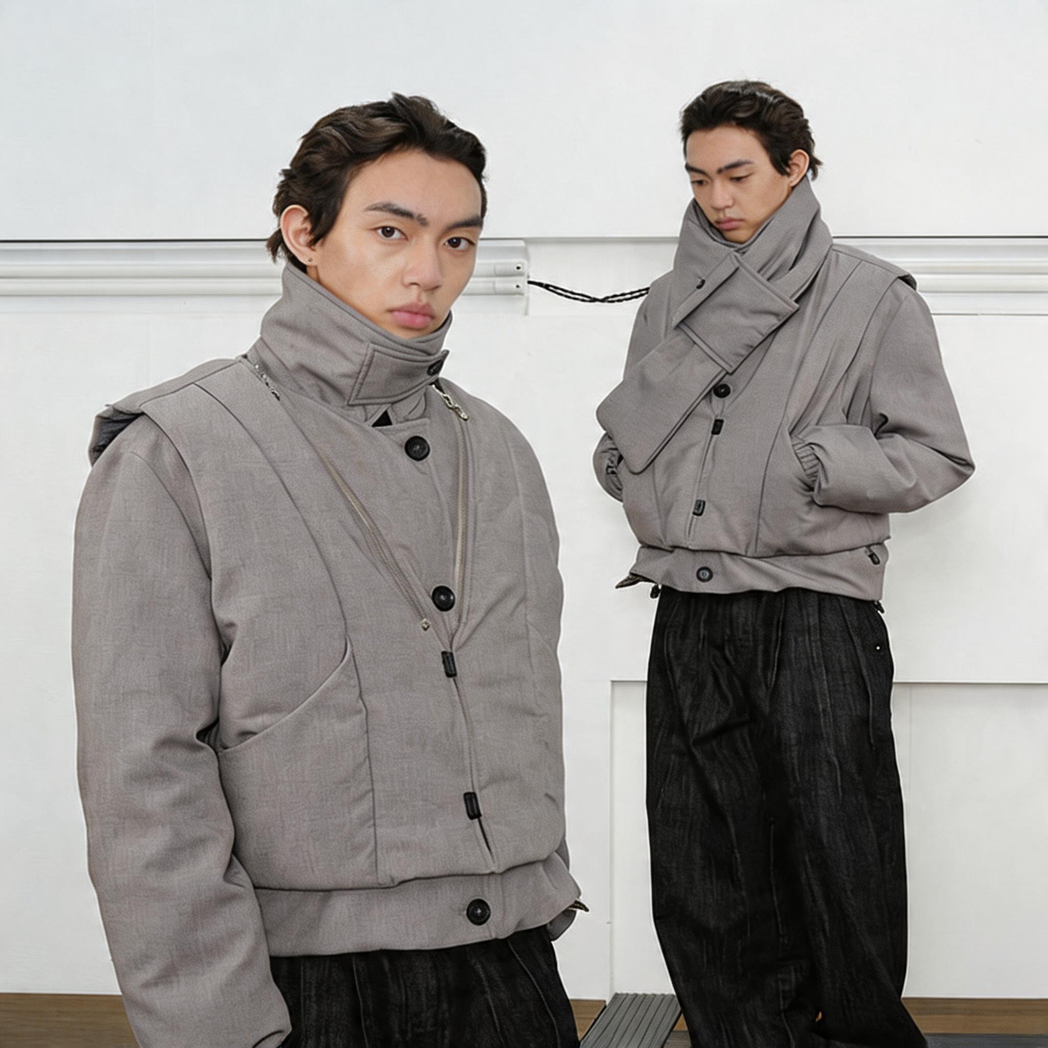 Men's Winter 3-in-1 Vest Scarf Coat