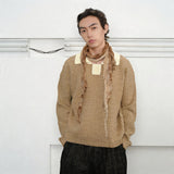 Color Block Collar Waffle Knit Sweater