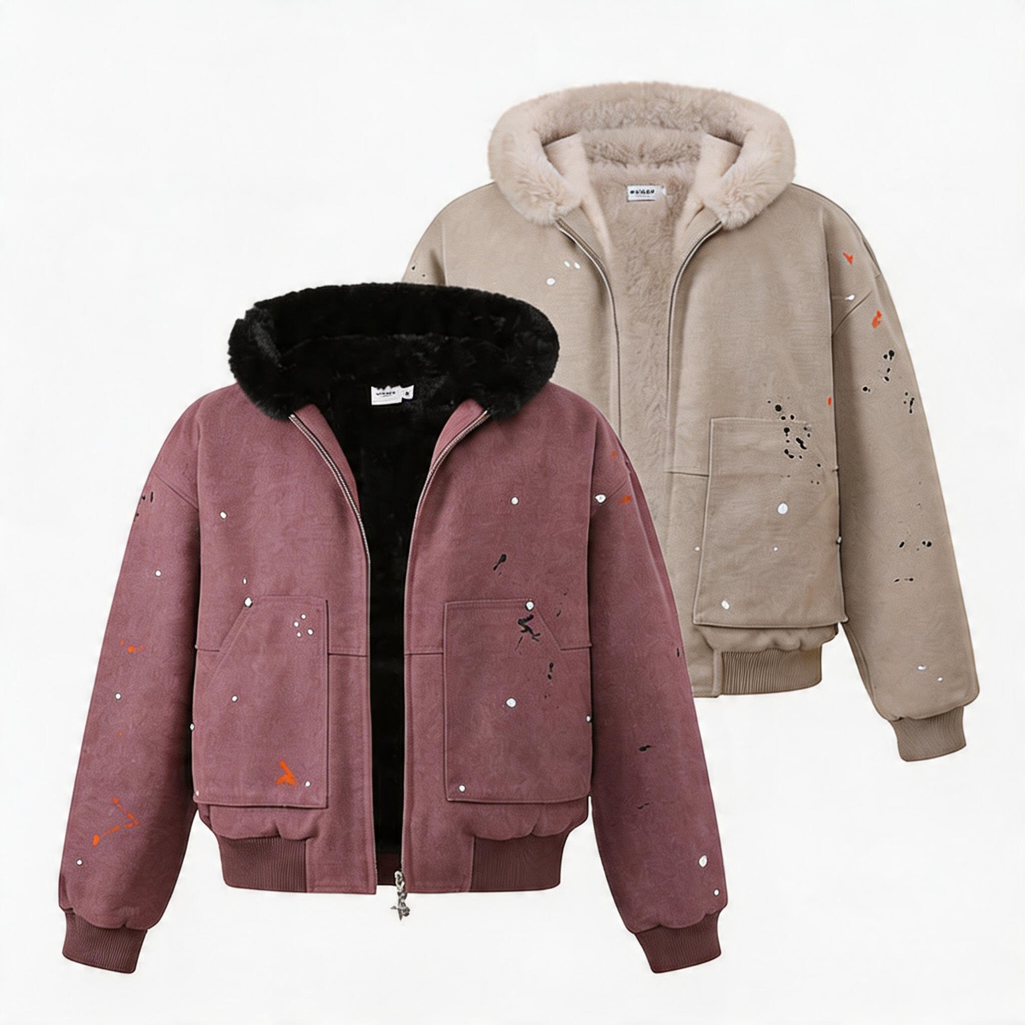 Men's Splatter Canvas Padded Jacket