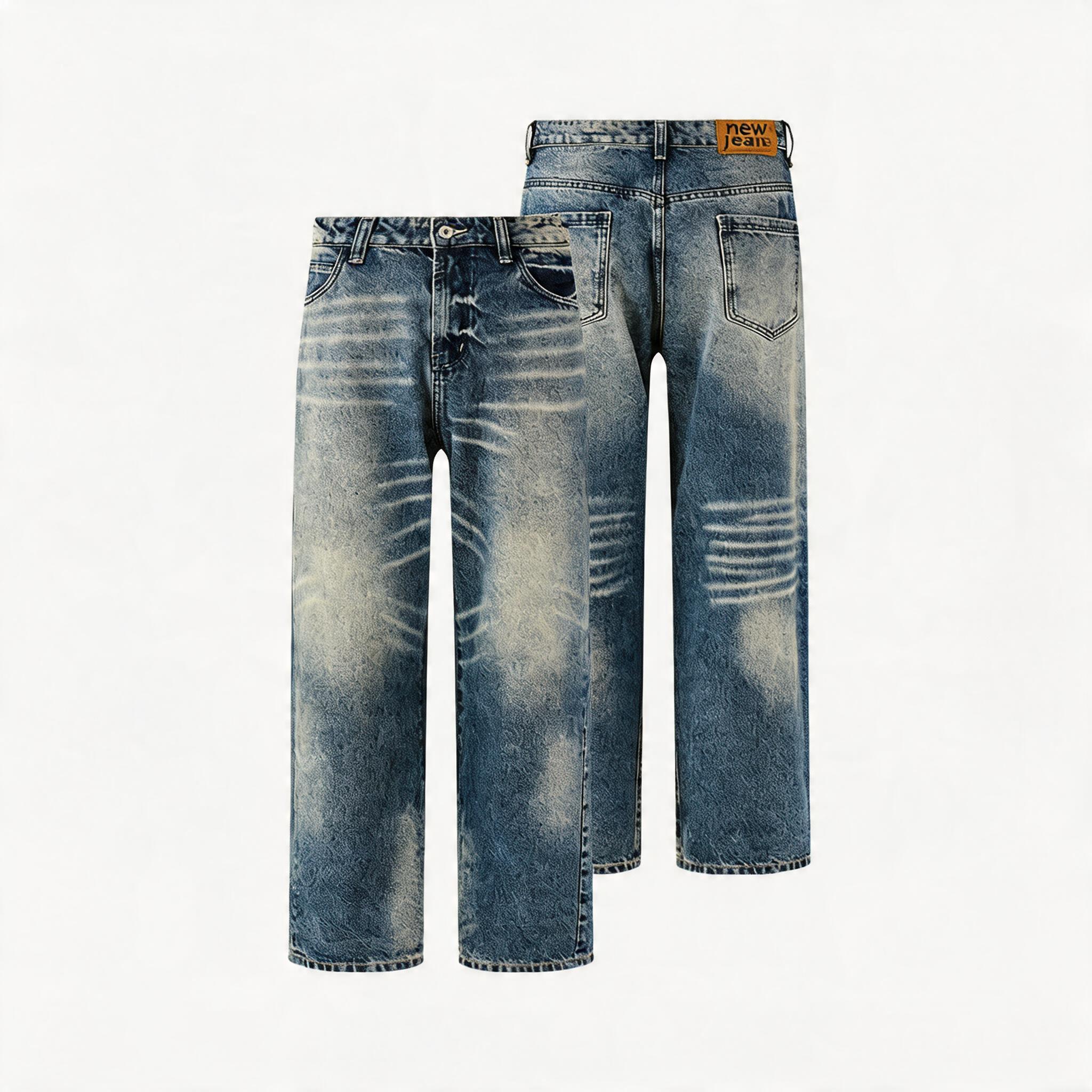 Men's Vintage Washed Loose Jeans