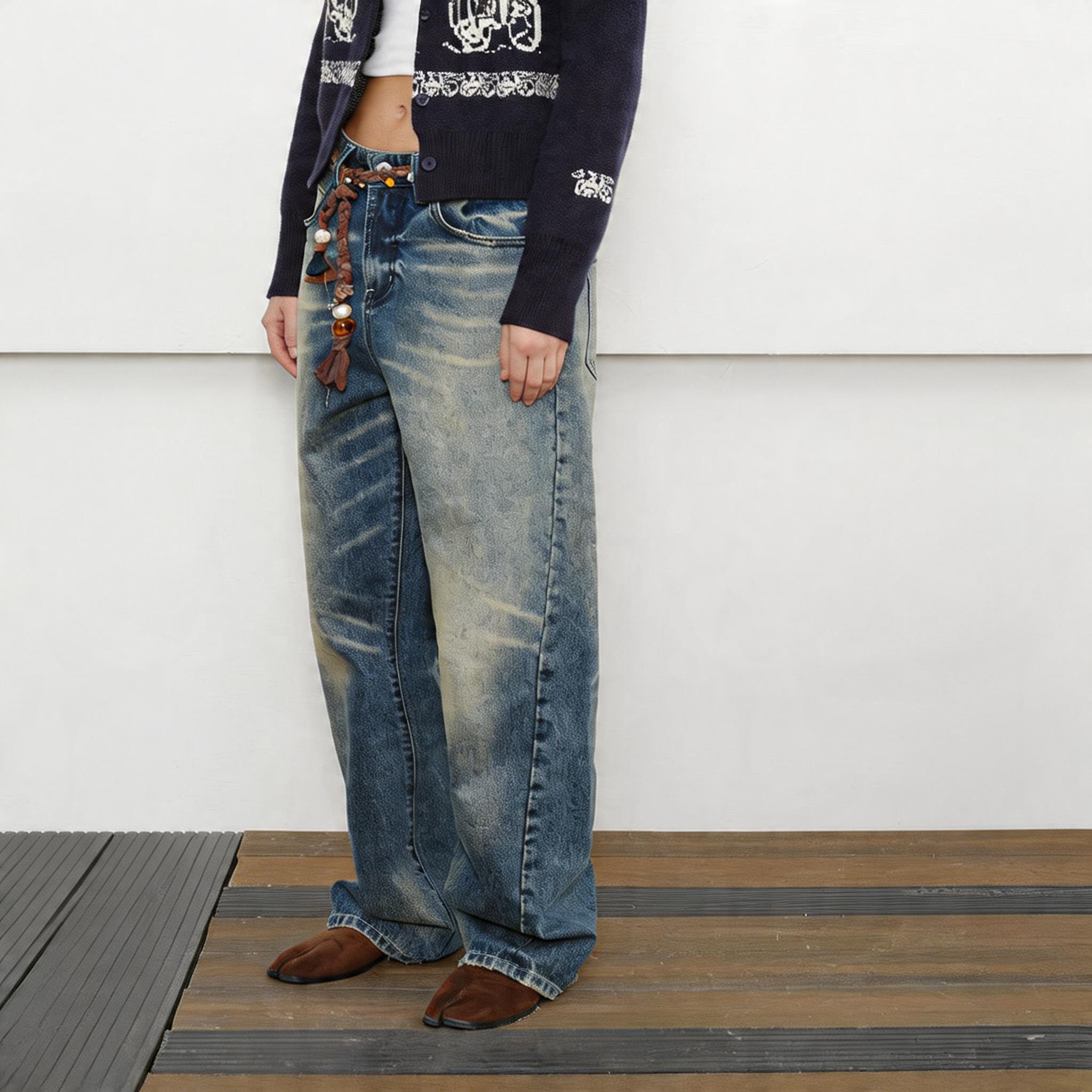Men's Vintage Washed Loose Jeans
