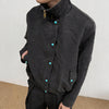 Turquoise Lyocell Wrinkle Stand Collar Jacket