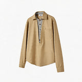 Long-Sleeve Layered V-Neck Color-Block Plaid Shirt