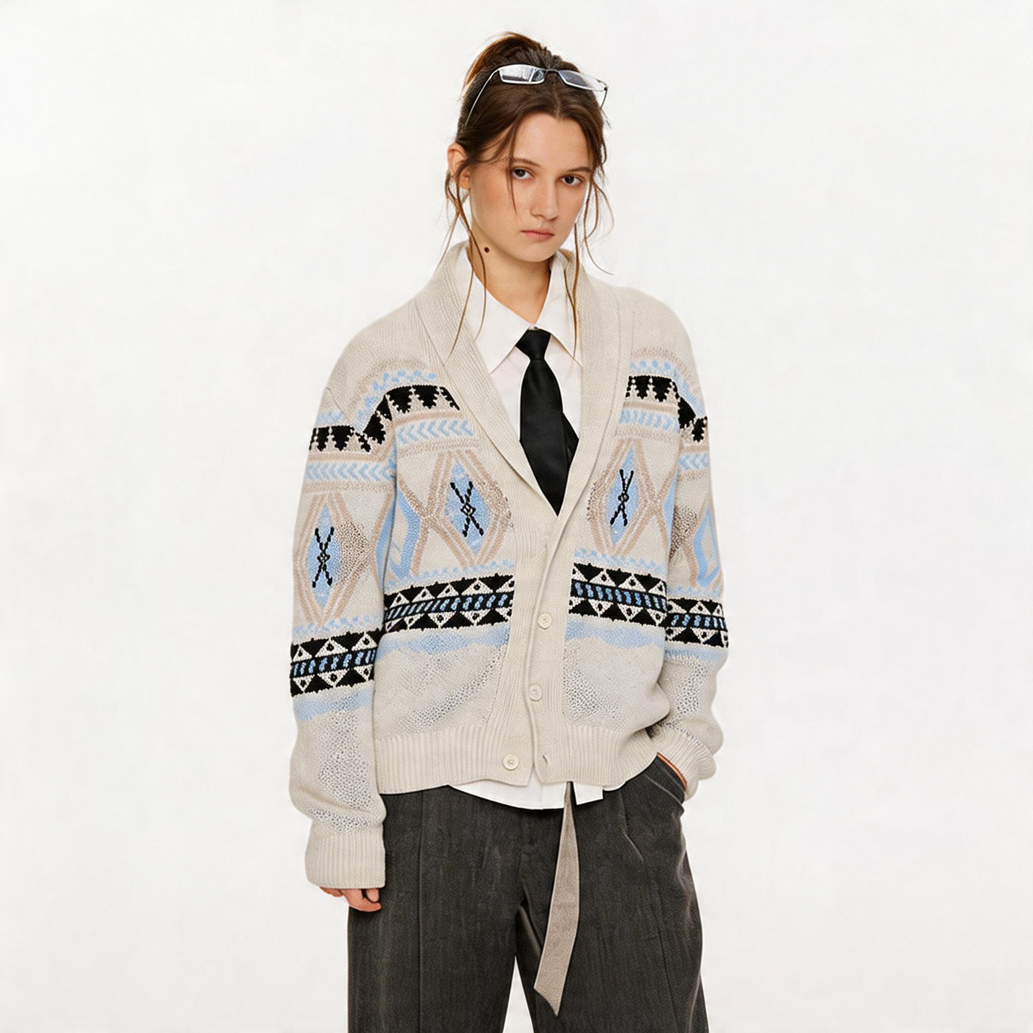 Autumn Fair Isle Shawl Collar Cardigan