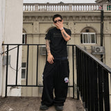 Black Minimalist Slogan Cotton Tee