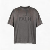 Washed Gray Distressed Vintage Print Tee