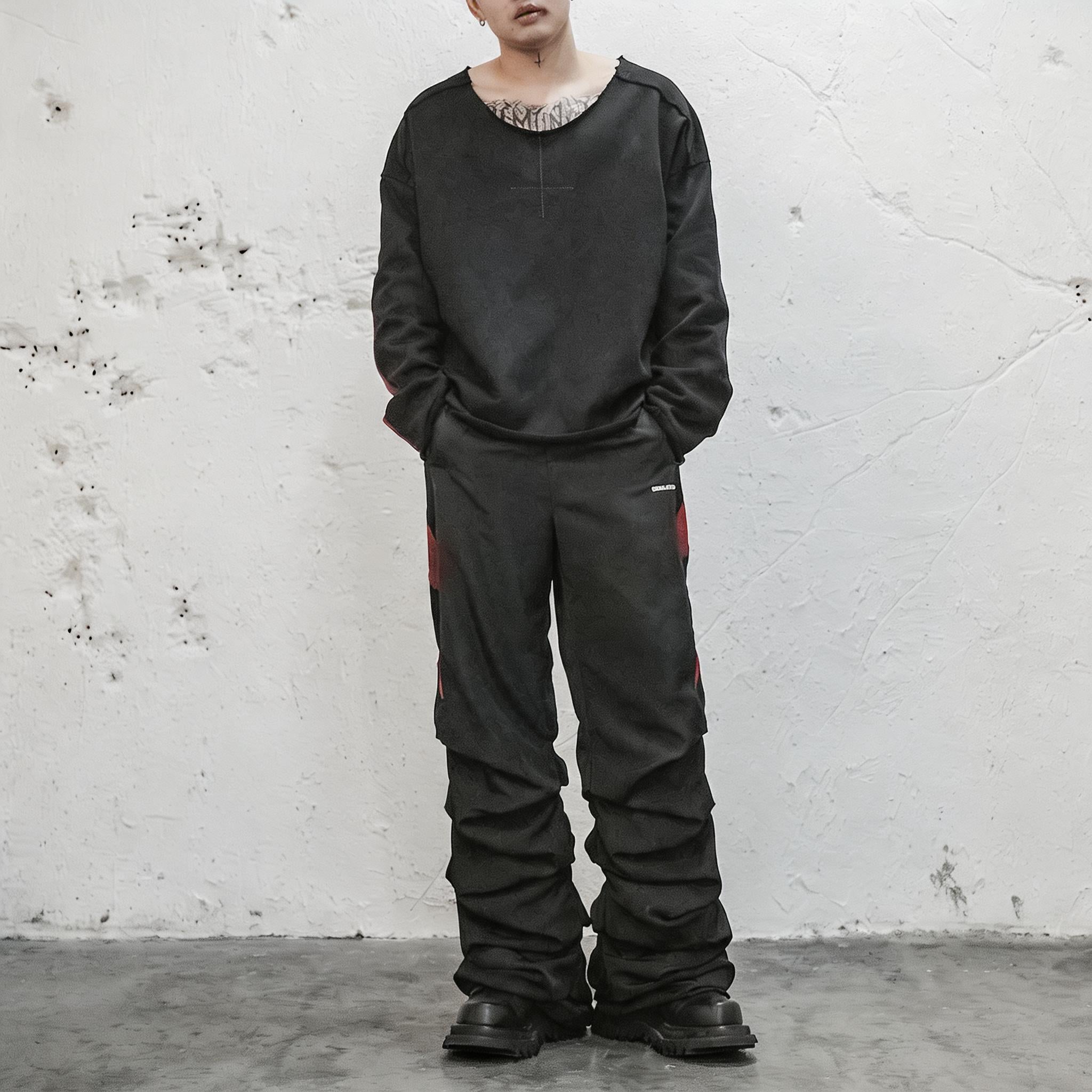 Bloodfang Pleated Flared Color Block Joggers