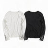 Fitted Long-Sleeve Cuff Script Print Tee