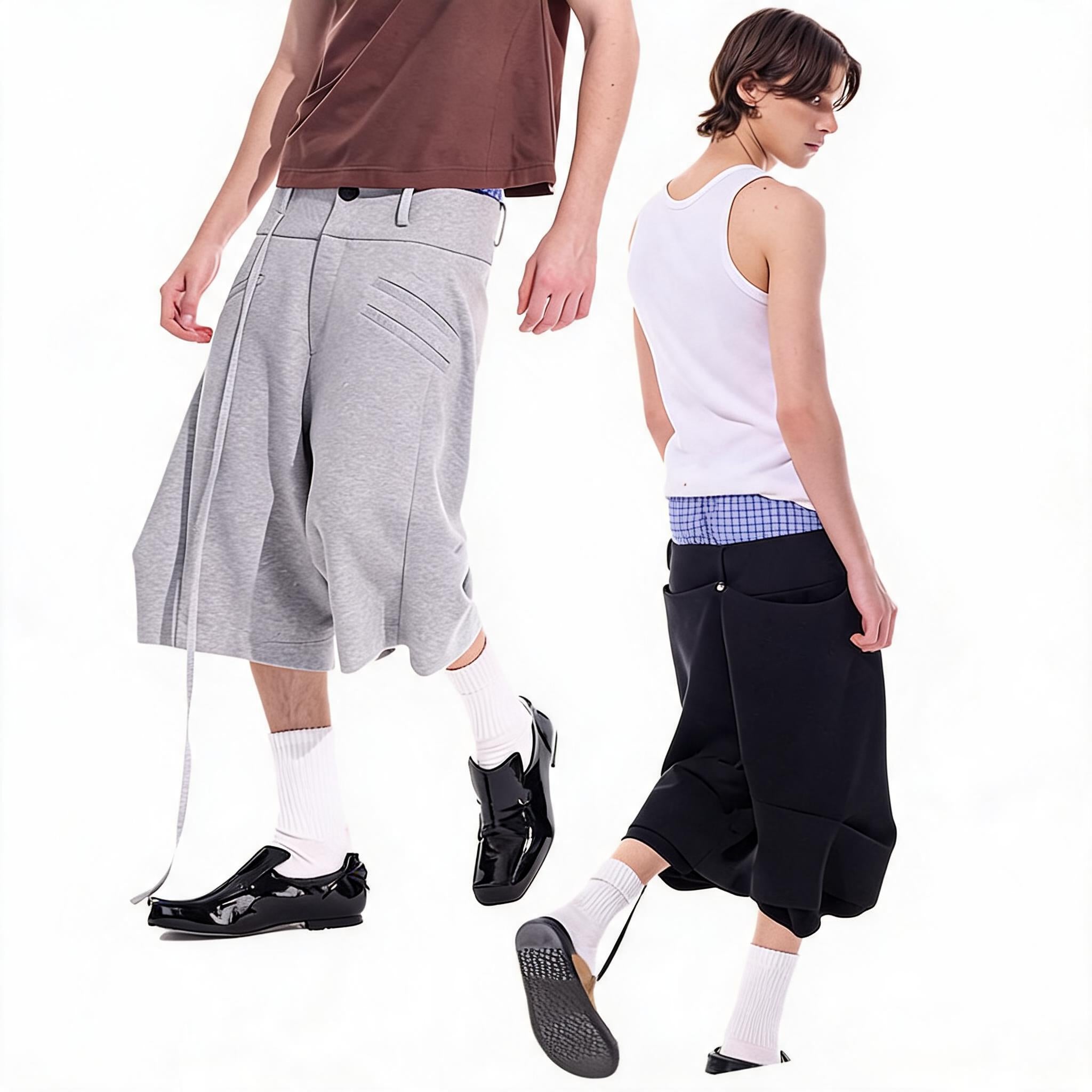 Cropped Pocketed Sashed Curved Hem Shorts