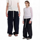 Striped Drawstring Elastic Casual Pants