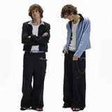 Reversible Plaid Embroidered Zip-front Fleece Jacket