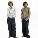 Reversible Plaid Embroidered Zip-front Fleece Jacket