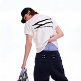White Waffle Print Raglan Boxy Tee