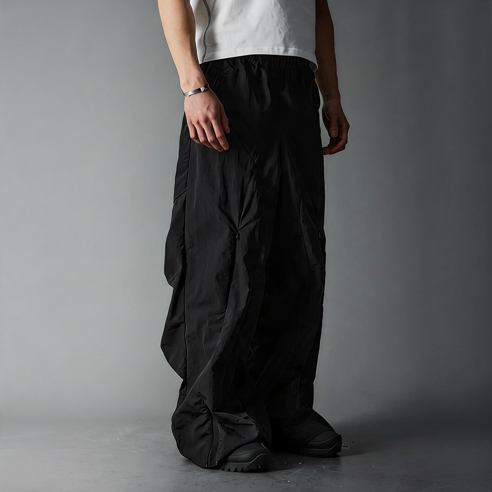 Waterproof Irregular Zippered Baggy Trench Pants