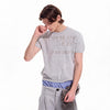 Gray Distressed Jacquard Slim Knit Tee