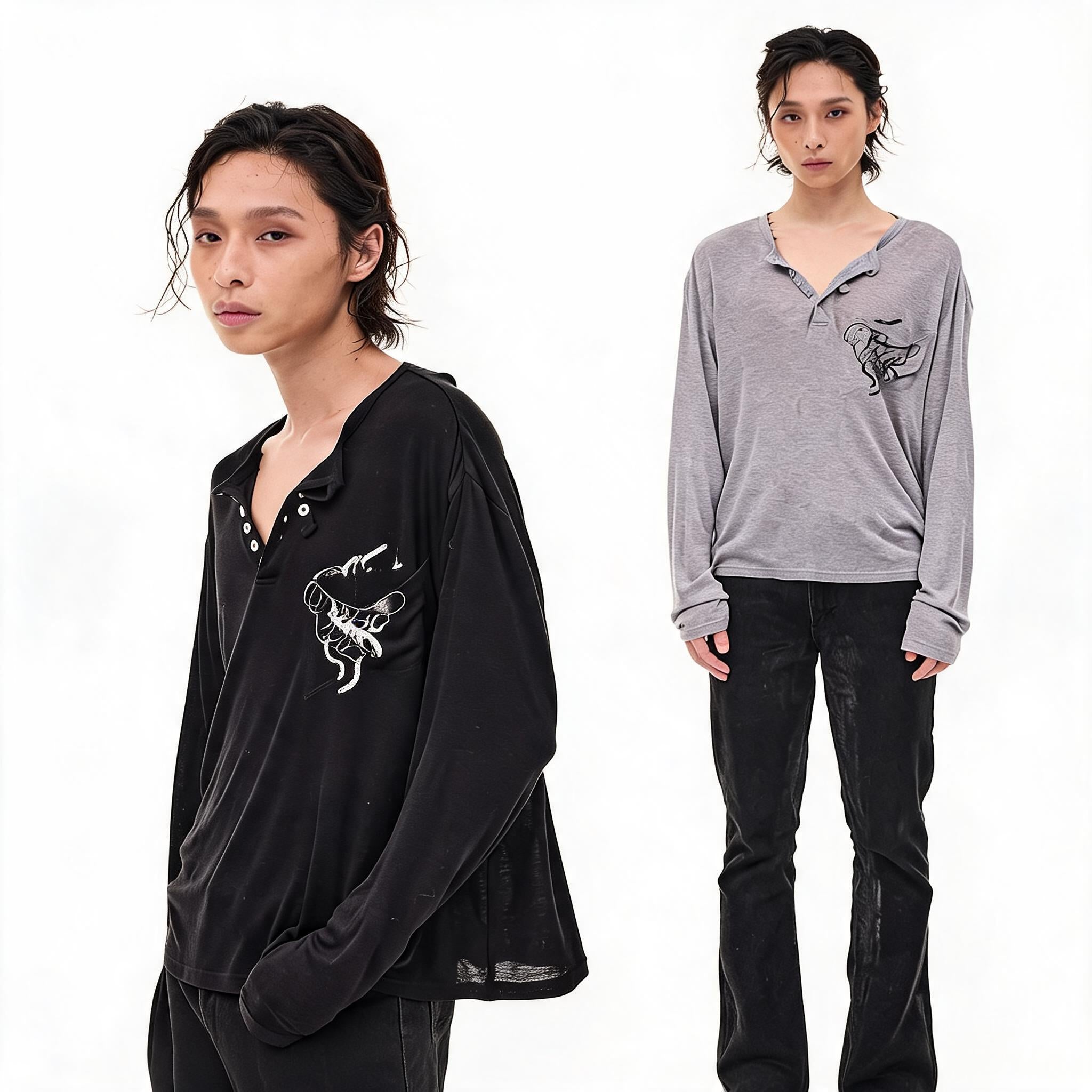 Merino Tencel Wool Henley Tee