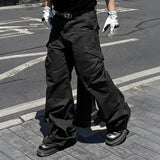Adjustable Zipper Flared Baggy Cargo Pants