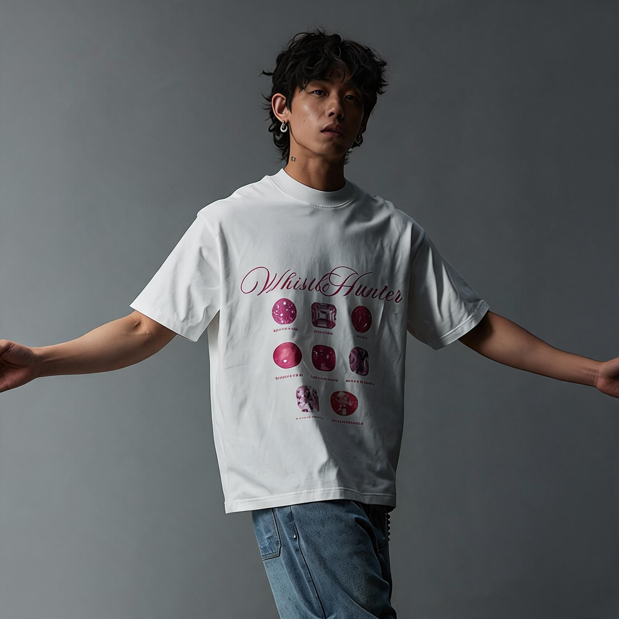 Vintage Loose White Pink Diamond Tee