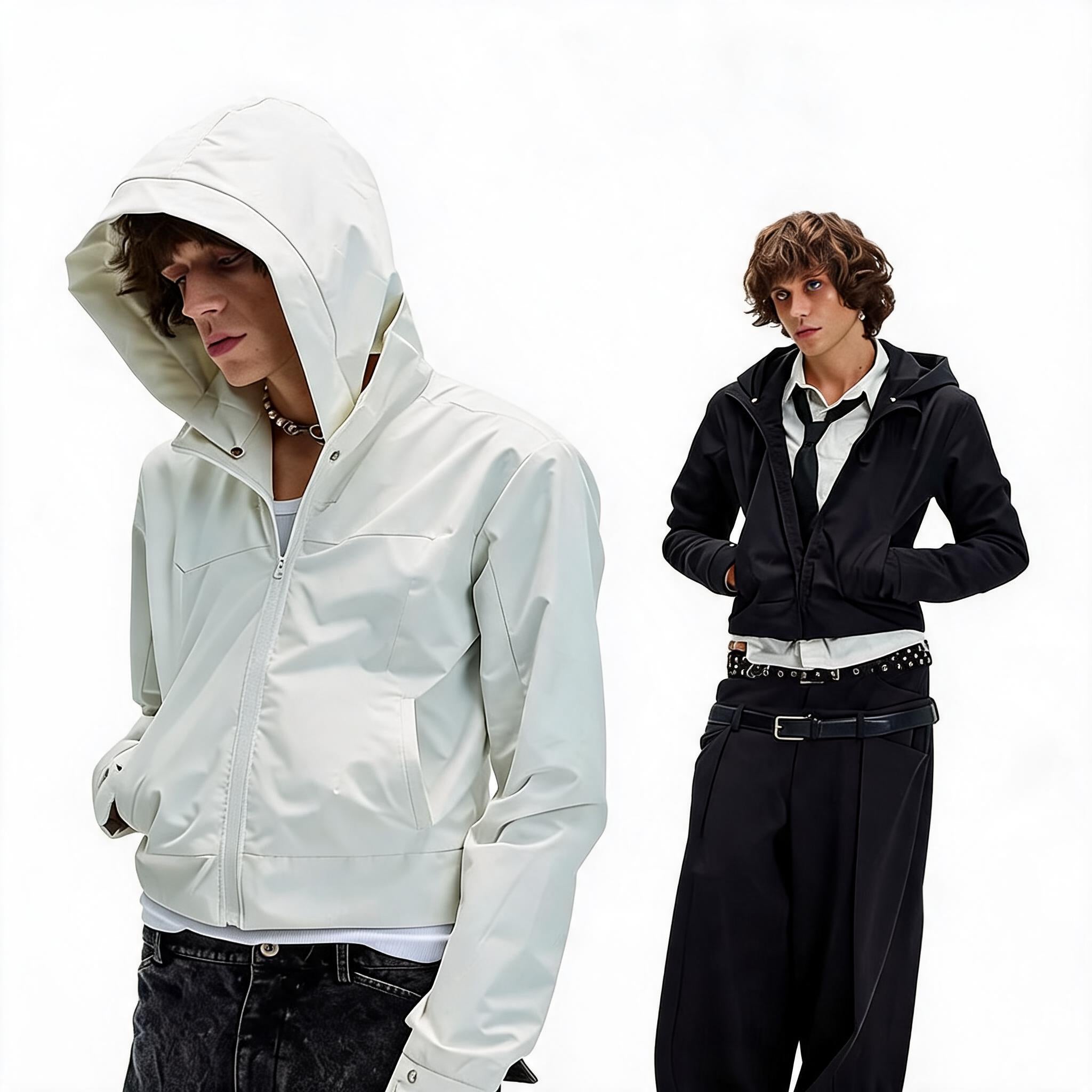 Short Detachable Hooded Waterproof Trench Coat