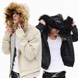 Men's Vintage Detachable Fur Hooded Jacket