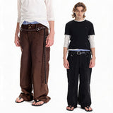 Men's Rivet Washed Distressed Straight Pants