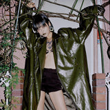 Studded Patent Leather Oversized Trench Coat