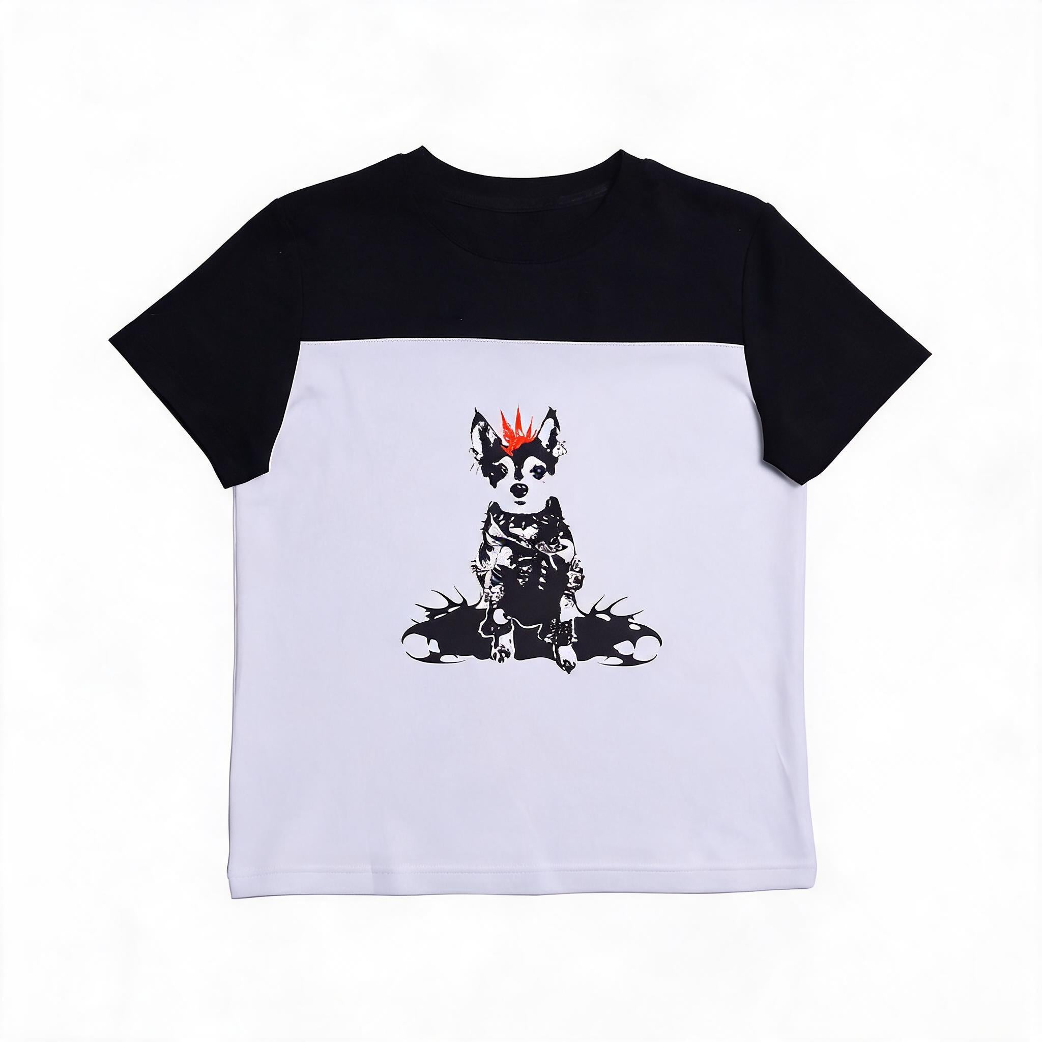 Vintage Punk Dog Print Slim Tee
