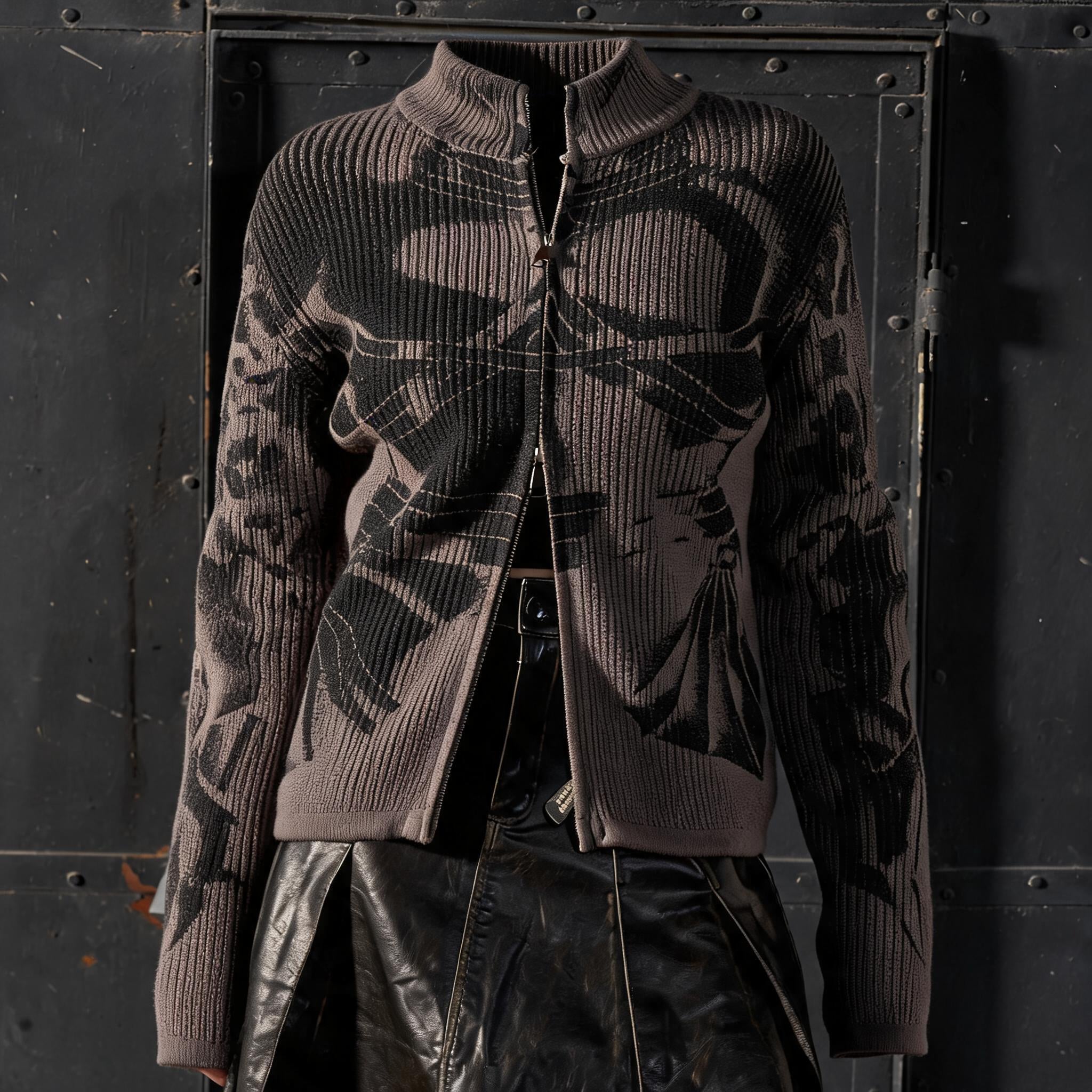 Loose Vintage Zip Samurai Armor Cardigan