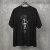 Washed Black Printed Cotton Loose T-Shirt