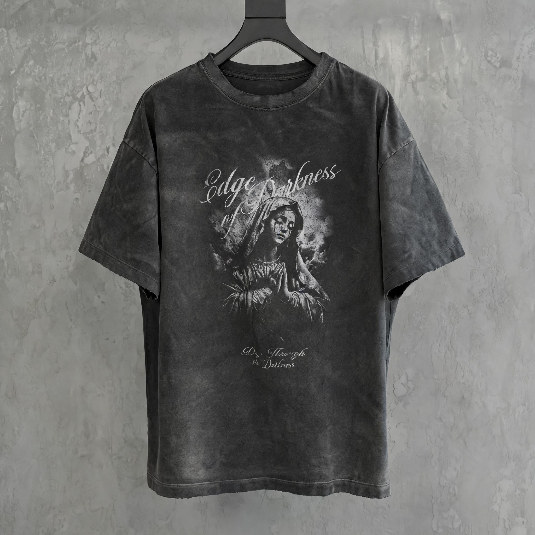 Loose Fit Washed Distressed Printed Tee