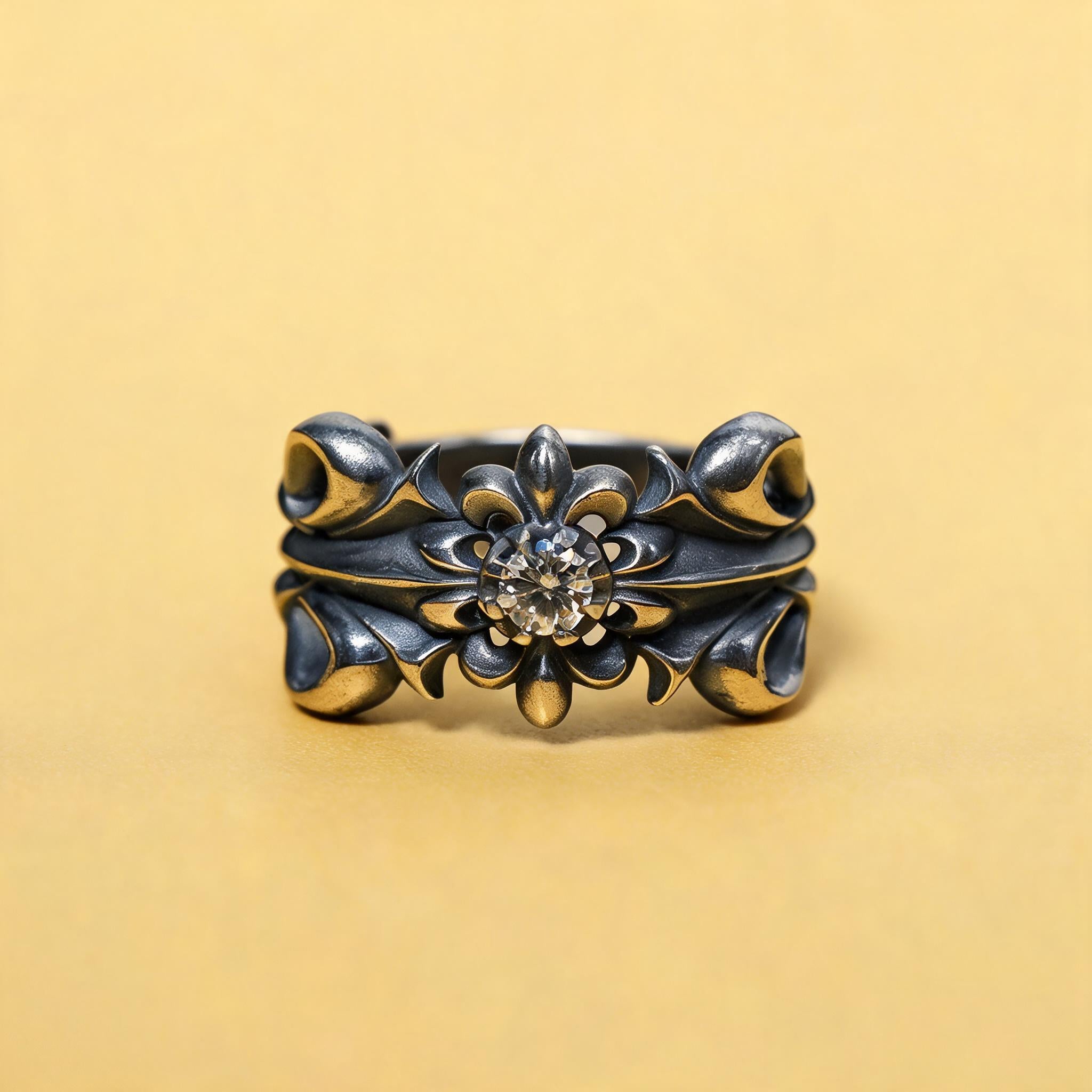 Adjustable Vintage Sterling Silver Moissanite Ring