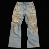 Tawny Distressed Loose Straight Jeans