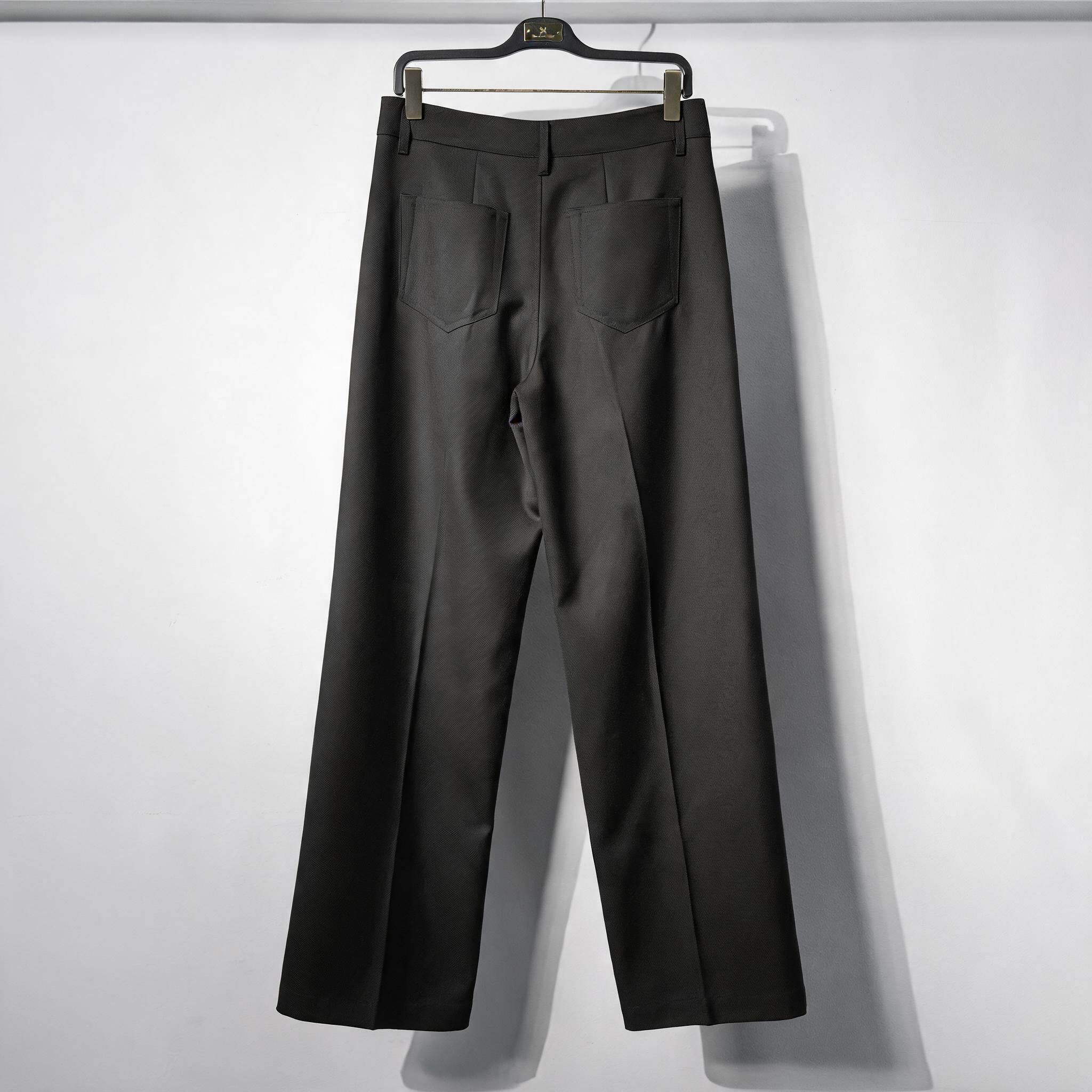 Wide Leg Wrinkle-free Wool Trousers