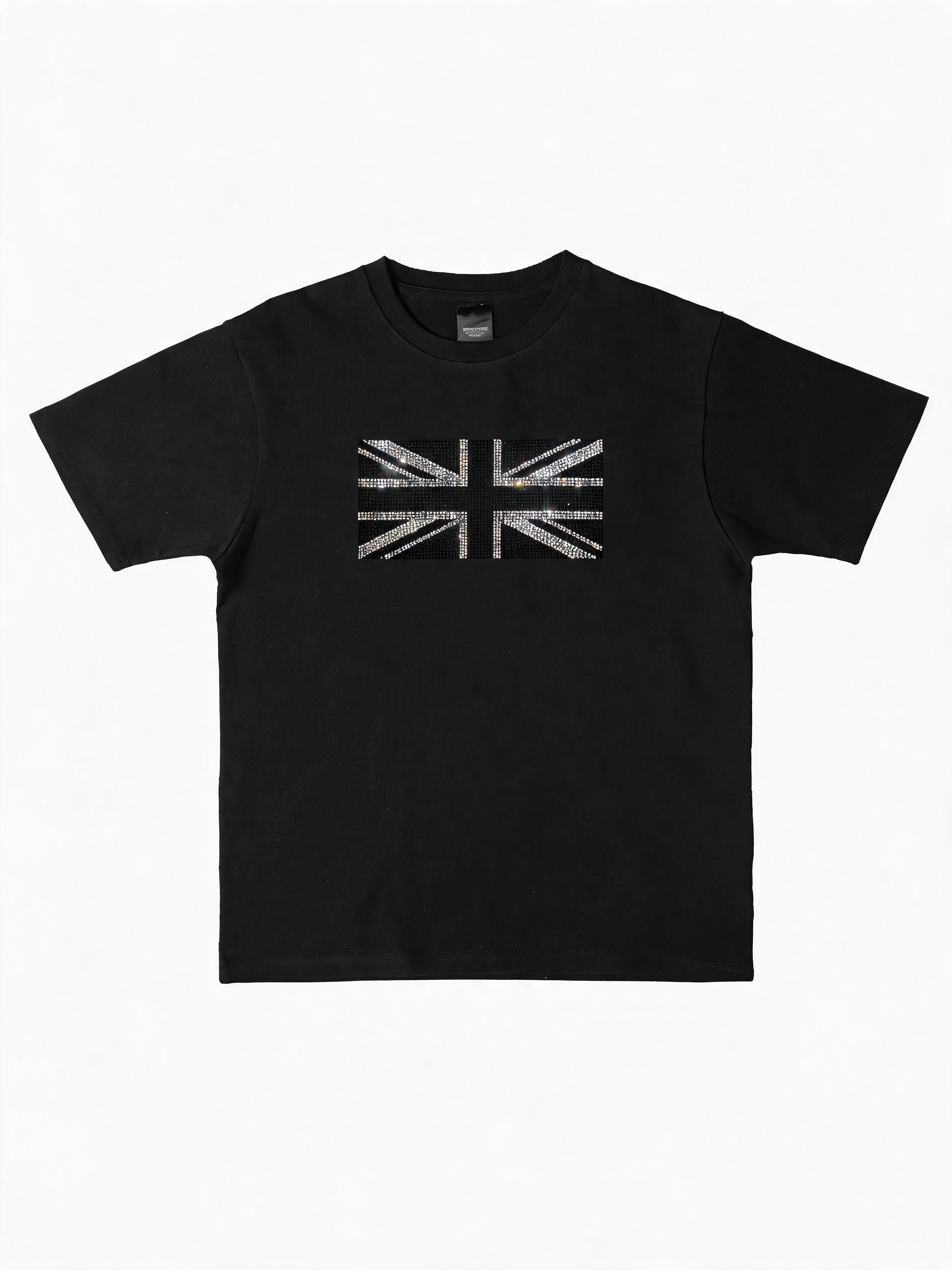 Regular Shoulder Short Sleeve Rhinestone Tees