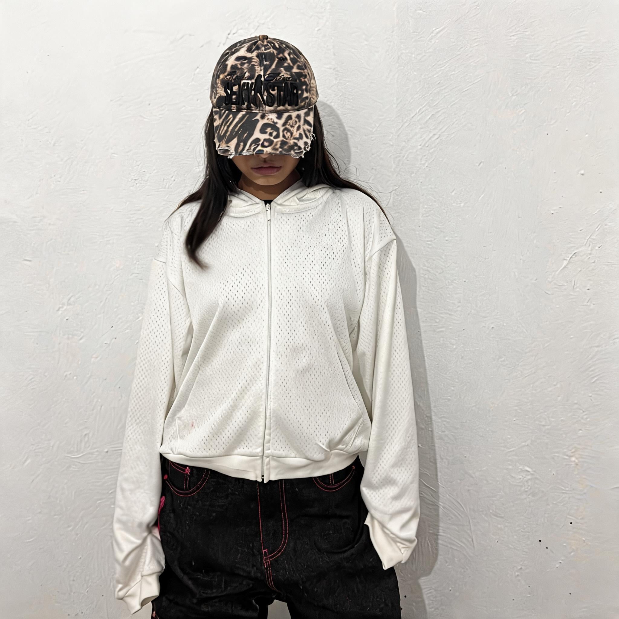 Fitted Crop Mesh Jersey Sweatshirt