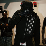 Slim Cropped Embroidered Flag Zip Hoodie