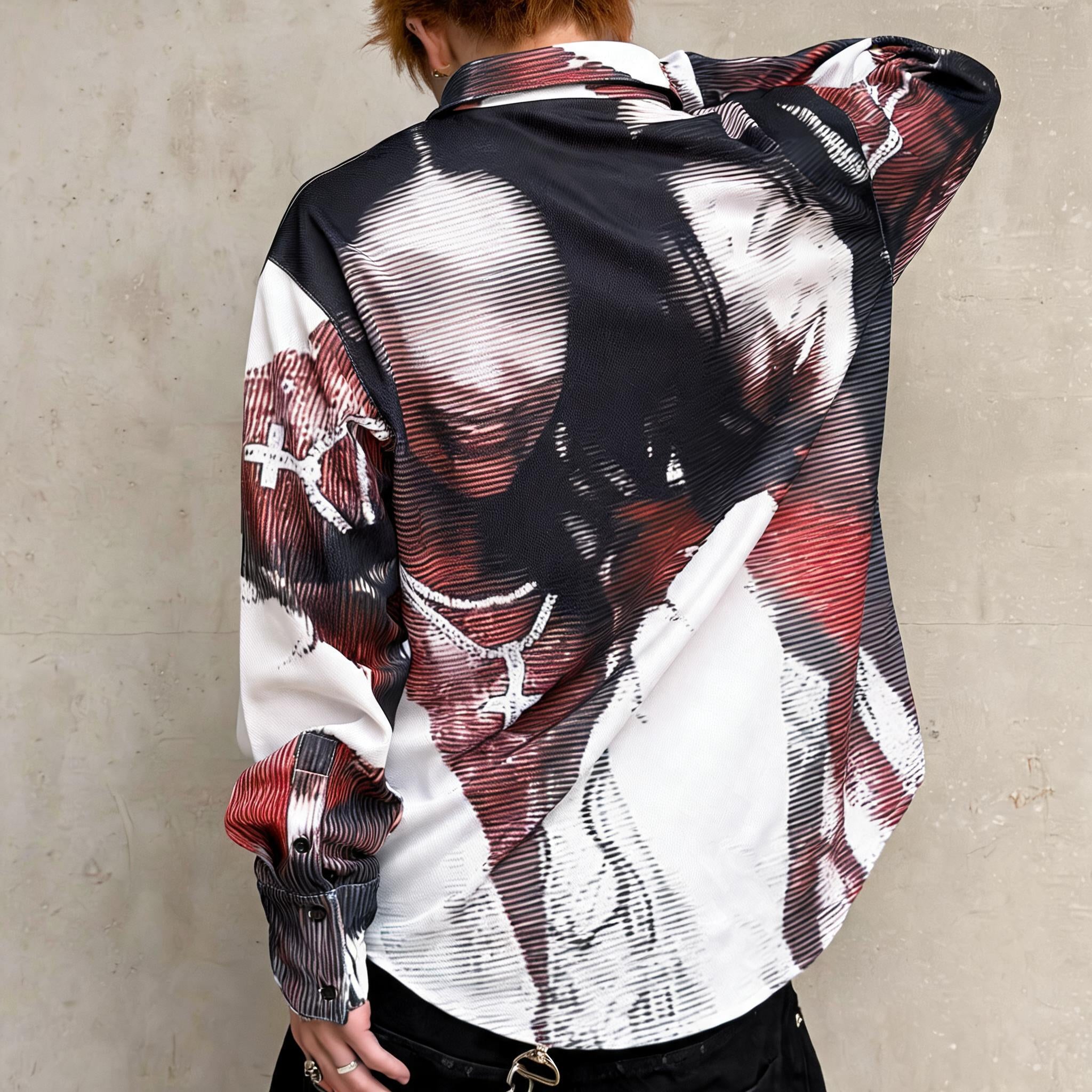 Mesh Eyelet Oversized Shirt