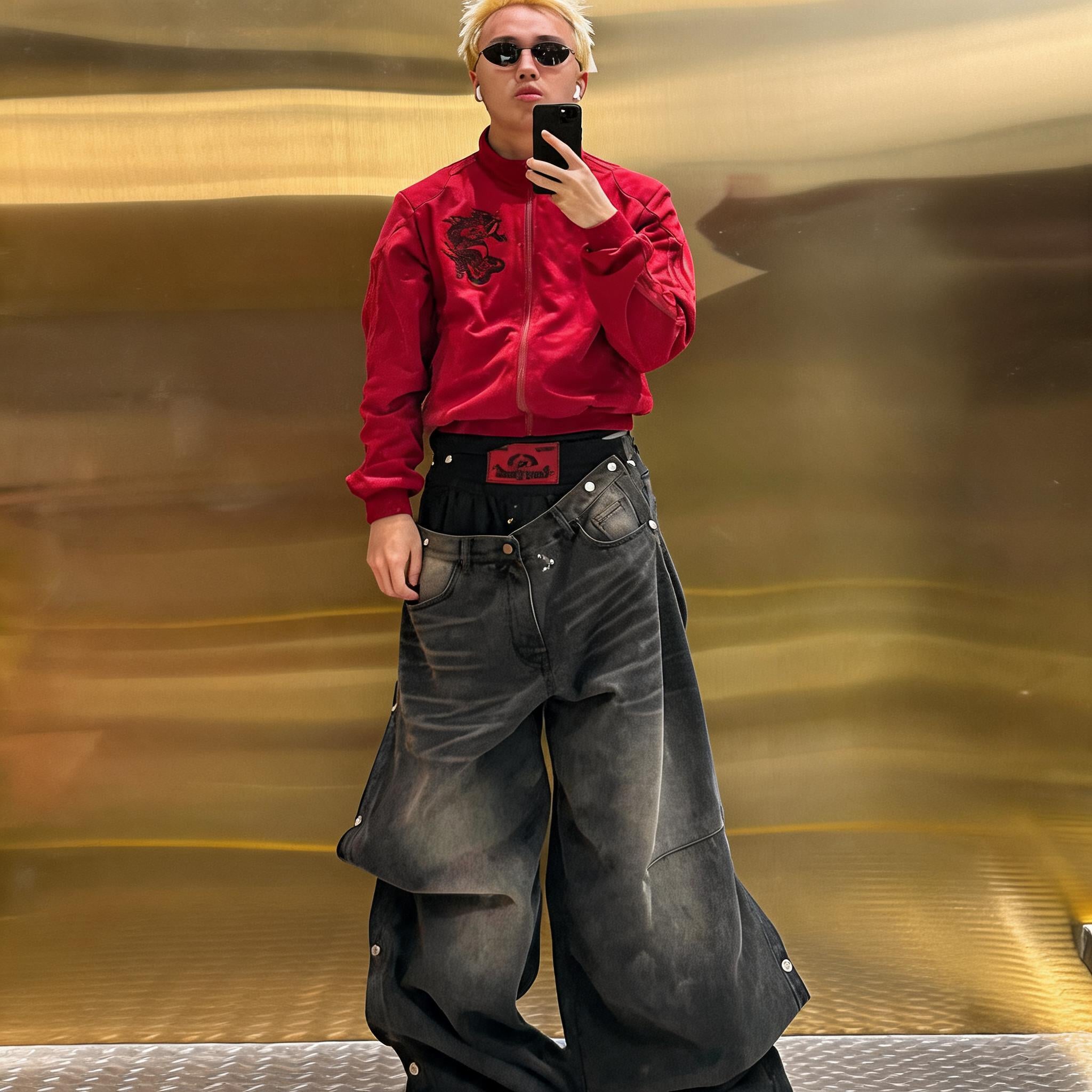 Relaxed Washed Charcoal Denim Jeans