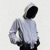 Slim Cropped Gray Flag-Embroidered Zip Hoodie