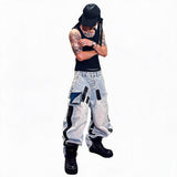 Washed Destroyed Black Tape Patched Jeans