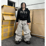 Detachable Deconstructed Knee Grey Denim Jeans