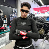 Black Sharkskin Long Sleeve Racing Top