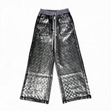 Silver Wax Embossed Bootleg Cargo Pants